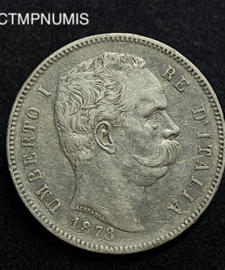 ,MONNAIE,ITALIE,5,LIRE,UMBERTO,1878,ROME,