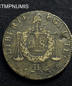 ,MONNAIE,CONVENTION,2,SOLS,BALANCE,1793,H,LA,ROCHELLE,
