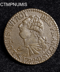 ,MONNAIE,6,DENIERS,LOUIS,XVI,1792,D,LYON,