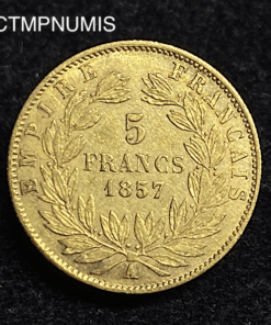 ,MONNAIE,5,FRANCS,OR,NAPOLEON,1857,