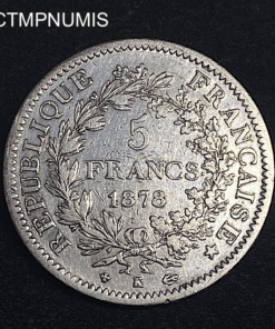 ,MONNAIE,5,FRANCS,ARGENT,HERCULE,1878,K,BORDEAUX,