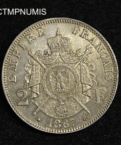 ,MONNAIE,2,FRANCS,ARGENT,NAPOLEON,1867,PARIS,