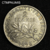 ,MONNAIE,2,FRANCS,ARGENT,SEMEUSE,1898,SPL,