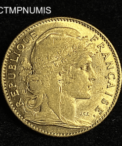 ,MONNAIE,10,FRANCS,OR,COQ,1907,
