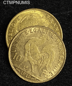 ,MONNAIE,10,FRANCS,OR,COQ,1910,