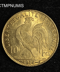,MONNAIE,10,FRANCS,OR,COQ,1914,