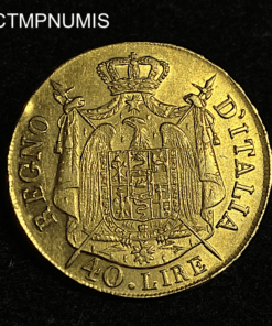 ,MONNAIE,ITALIE,40,LIRE,OR,1808,MILAN,