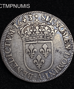 ,MONNAIE,LOUIS,XIII,1/4,ECU,ARGENT,1643,ROSE,