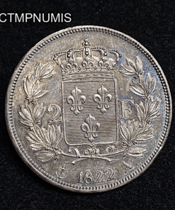 ,MONNAIE,2,FRANCS,ARGENT,LOUIS,XVIII,1822,
