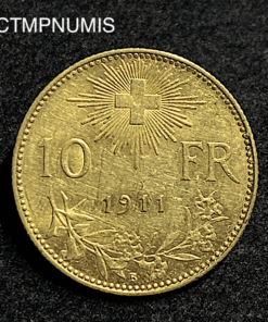,MONNAIE,SUISSE,10,FRANCS,OR,VRENELI,1911,