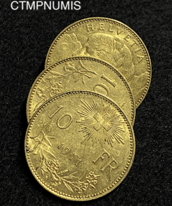 ,MONNAIE,SUISSE,10,FRANCS,OR,VRENELI,1911,