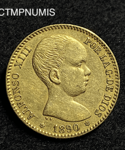 ,MONNAIE,ESPAGNE,20,PESETAS,OR,1890,