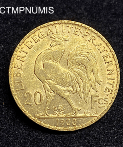 ,MONNAIE,20,FRANCS,OR,COQ,1900,
