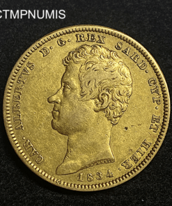 ,MONNAIE,ITALIE,100,LIRE,OR,1834,TURIN,