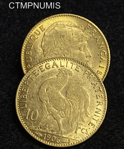 ,MONNAIE,10,FRANCS,OR,COQ,1906,