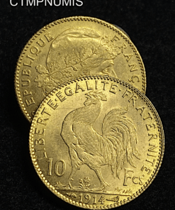 ,MONNAIE,10,FRANCS,OR,COQ,1914,