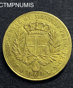 ,MONNAIE,ITALIE,80,LIRE,OR,VICTOR,EMMANUEL,1821,TURIN,