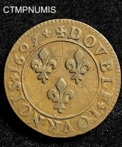 ,MONNAIE,HENRI,IV,DOUBLE,TOURNOIS,1607,D,LYON,