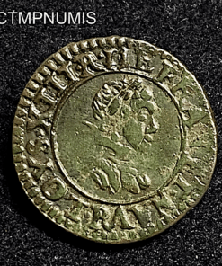 ,MONNAIE,LOUIS,XIII,DENIER,TOURNOIS,1621,R,VILLENEUVE,