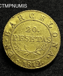 ,MONNAIE,ESPAGNE,20,PESETAS,OR,CATALOGNE,1812,BARCELONE,