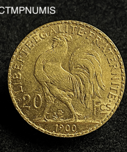 ,MONNAIE,20,FRANCS,OR,COQ,1900,