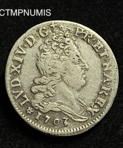 ,MONNAIE,ROYALE,LOUIS,XIV,11,SOLS,4,COURNNES,1703,BB,STRASBOURG,