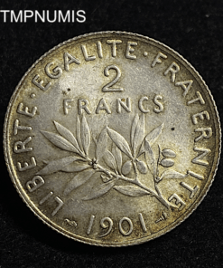 ,MONNAIE,2,FRANCS,ARGENT,SEMEUSE,1901,SPL,