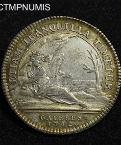 ,JETON,ARGENT,LOUIS,XIV,GALERES,1712,