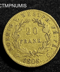 ,MONNAIE,WESTPHALIE,20,FRANKEN,OR,1808,C,