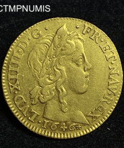 ,MONNAIE,LOUIS,XIV,LOUIS,OR,MECHE,LONGUE,1646,B,ROUEN,