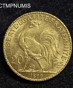 ,MONAIE,20,FRANCS,OR,COQ,1899,SUP,