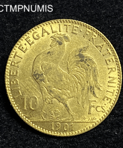 ,MONNAIE,10,FRANCS,OR,COQ,1901,