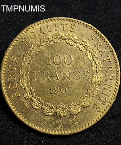 ,MONNAIE,100,FRANCS,OR,GENIE,1907,