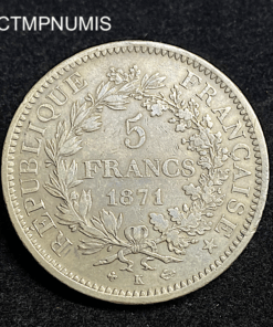 ,MONNAIE,5,FRANCS,ARGENT,HERCULE,1871,K,BORDEAUX,