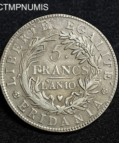 ,MONNAIE,ITALIE,5,FRANCS,GAULE,SUBALPINE,AN,10,