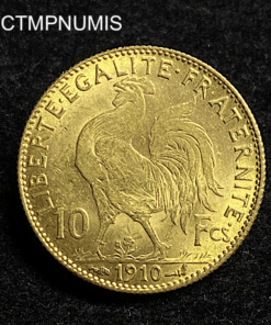 ,MONNAIE,10,FRANCS,OR,COQ,1910,