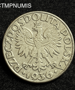 ,MONNAIE,POLOGNE,2,ZLOTE,ARGENT,1936,