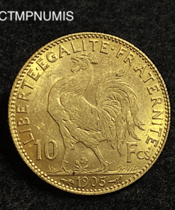 ,MONNAIE,10,FRANCS,OR,COQ,1905,