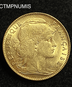 ,MONNAIE,10,FRANCS,OR,COQ,1908,