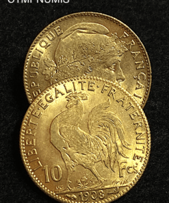 ,MONNAIE,10,FRANCS,OR,COQ,1908,