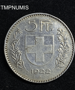 ,MONNAIE,SUISSE,5,FRANCS,ARGENT,1922,BERNE,