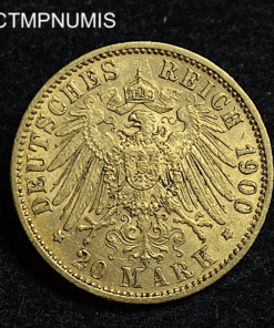 ,MONNAIE,BAVIERE,20,MARK,OR,OTTO,1900,