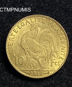 ,MONNAIE,10,FRANCS,OR,COQ,1914,