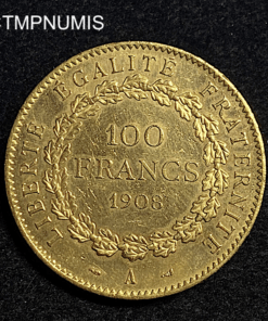 ,MONNAIE,100,FRANCS,OR,GENIE,1908,