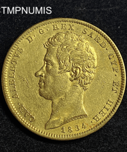 ,MONNAIE,ITALIE,100,LIRE,OR,CHARLES,ALBERT,1834,TURIN,