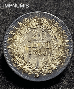 ,MONNAIE,20,CENTIMES,ARGENT,NAPOLEON,III,1860,BB,STRASBOURG,