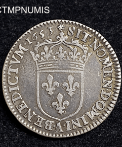 ,MONNAIE,1/12,ECU,MECHE,LONGUE,LOUIS,XIV,1653,