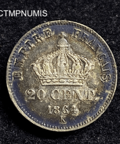 ,MONNAIE,20,CENTIMES,NAPOLEON,1864,K,BORDEAUX,