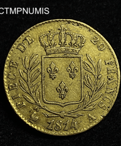 ,MONNAIE,20,FRANCS,OR,LOUIS,XVIII,1814,GRAND,