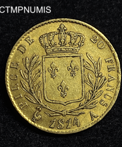 ,MONNAIE,20,FRANCS,OR,LOUIS,XVIII,1814,PETIT,4,